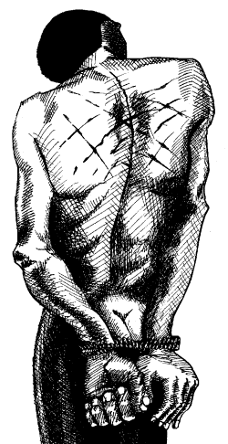 Tuschezeichnung eines Gefolterten