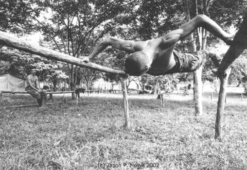 Daily exercise helps to keep the rebels fighting fit.
Photo: Jason P.Howe, 2002